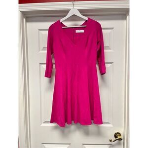 Amanda Uprichard Pink Skater Style Ponte Knit 3/4 Sleeve Mini dress Sz M